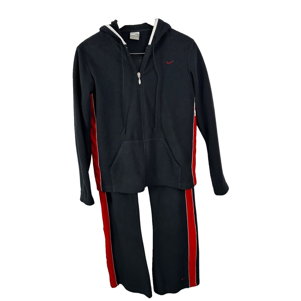 Nike VTG Black & Red Tracksuit Full Zip Athletic Women Size Medium Polyester